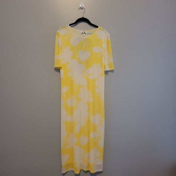 Future Collective x Gabriella Karefa Yellow Floral Print Mesh Midi Dress XXL - Picture 1 of 13